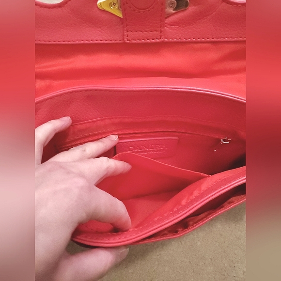 Danier Leather bright coral pink small shoulder crossbody handbag bag pebble - Picture 12 of 16